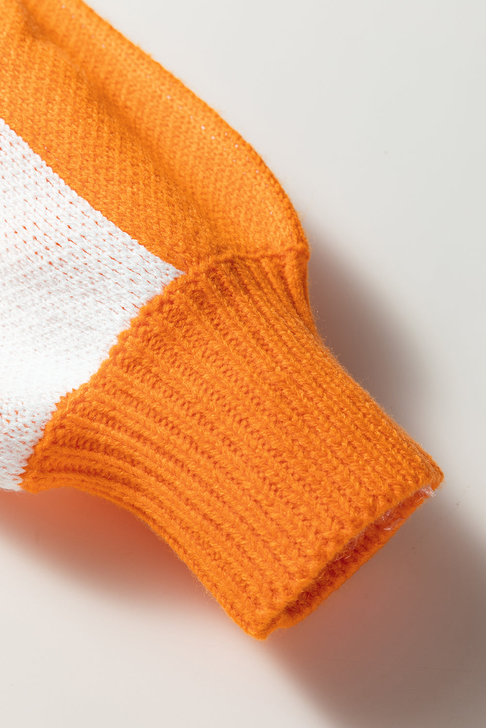 Grapefruit Orange Checkered Pattern Polo Collar Loose Sweater