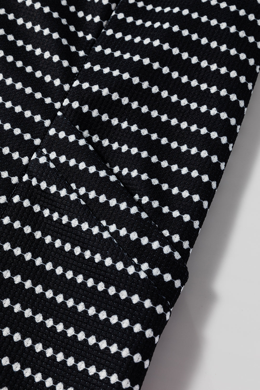 Black Striped V Neck Long Puff Sleeve Shift Dress