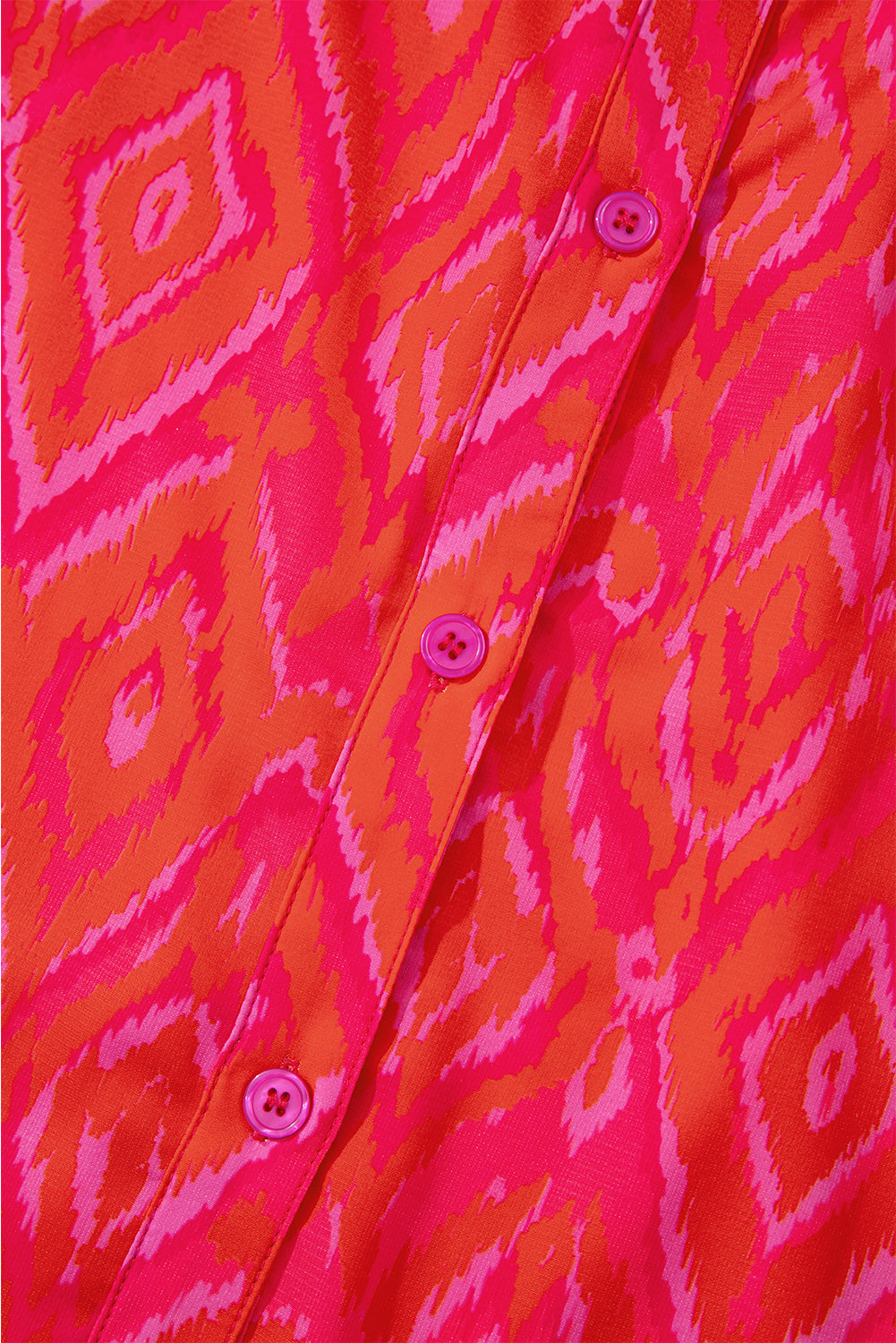 Strawberry Pink Western Aztec Geometric Ruffled 3/4 Sleeve Shirt