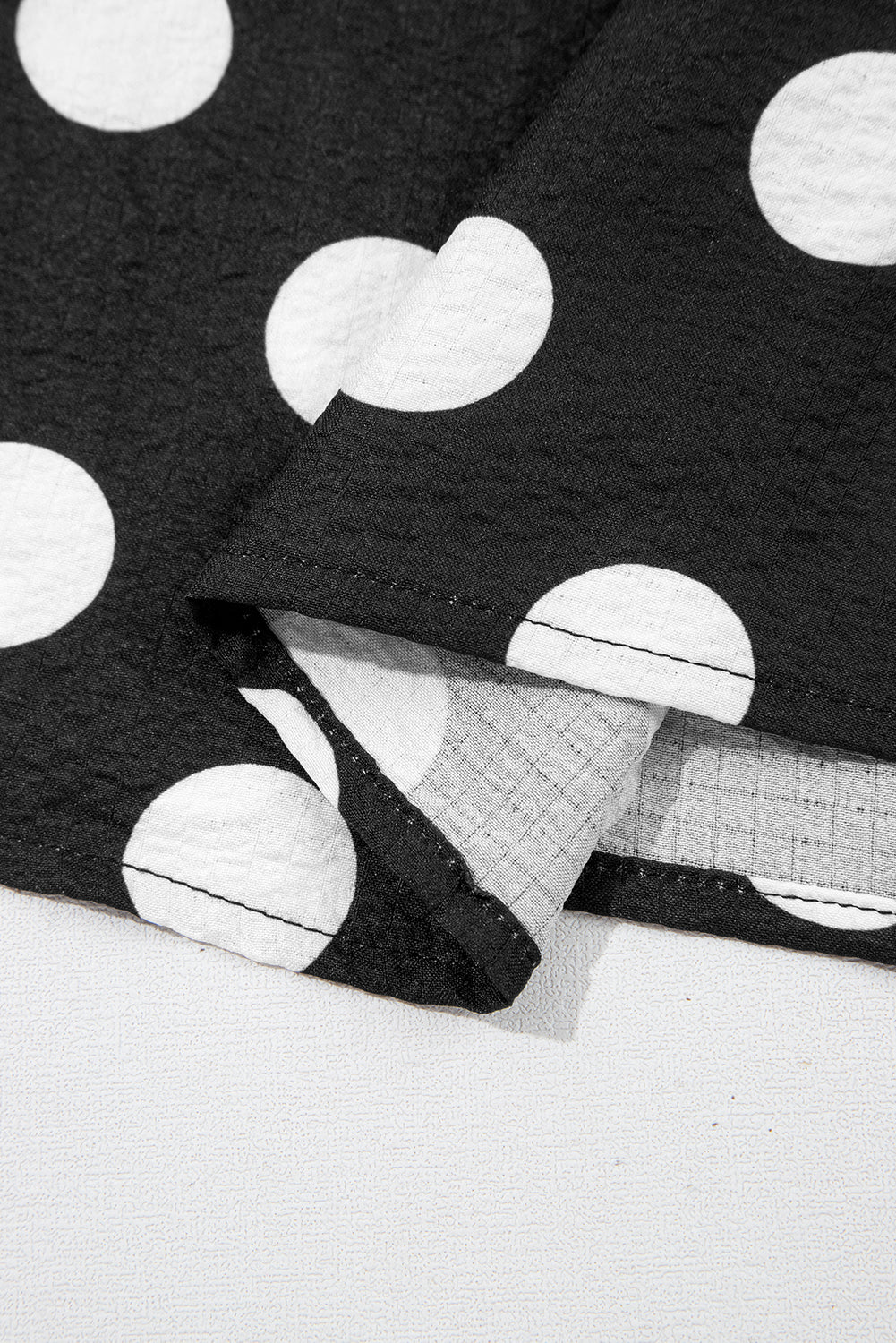 Black Polka Dot Print Ruffled Sleeve V Neck Blouse