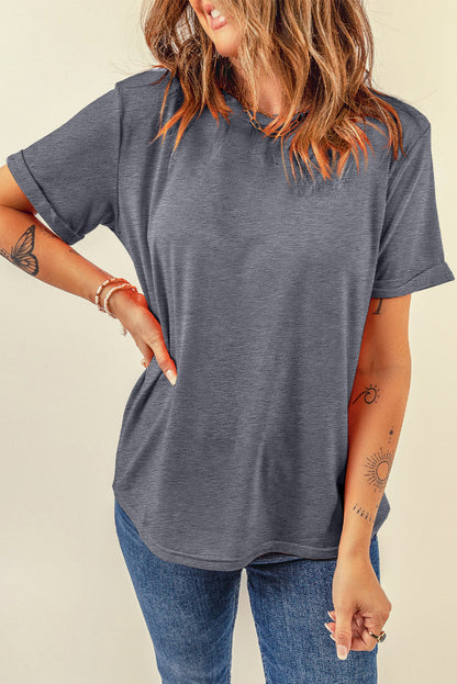Wisteria Casual Plain Crew Neck Tee