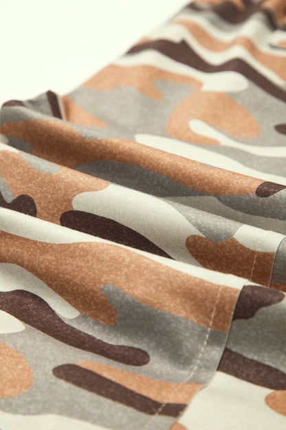 Green Camouflage Printed Drawstring Elastic Waist Jogger Pants