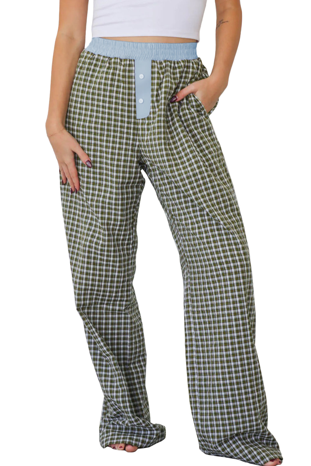 Brown Preppy Gingham Boxer Pants