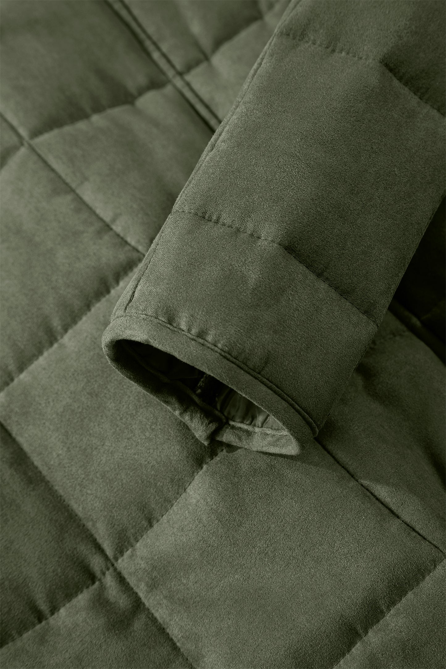 Green Zip-Up Pocket Quilted Jacket