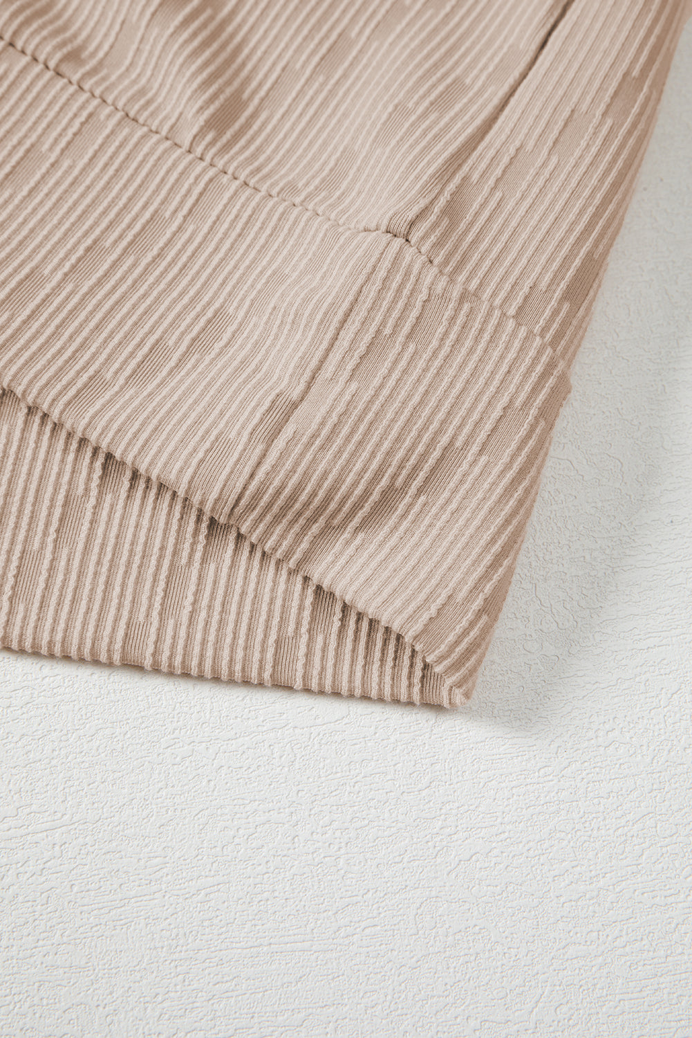 Straw Yellow Solid Color Textured Long Sleeve Top