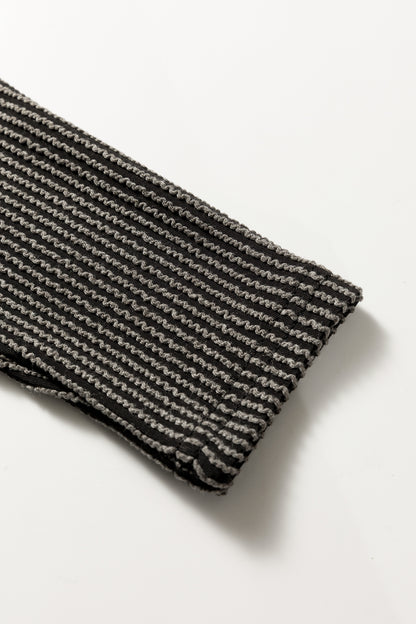 Carbon Grey Twisted Ribbed Dolman Long Sleeve Top