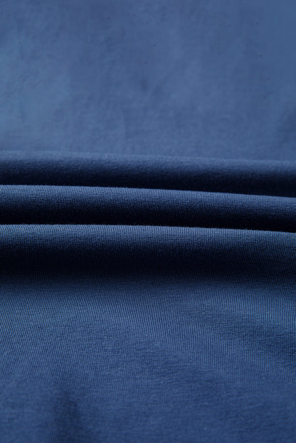 Dark Blue Contrast Knitted Colorblock Star Patchwork Oversize Long Sleeve Top