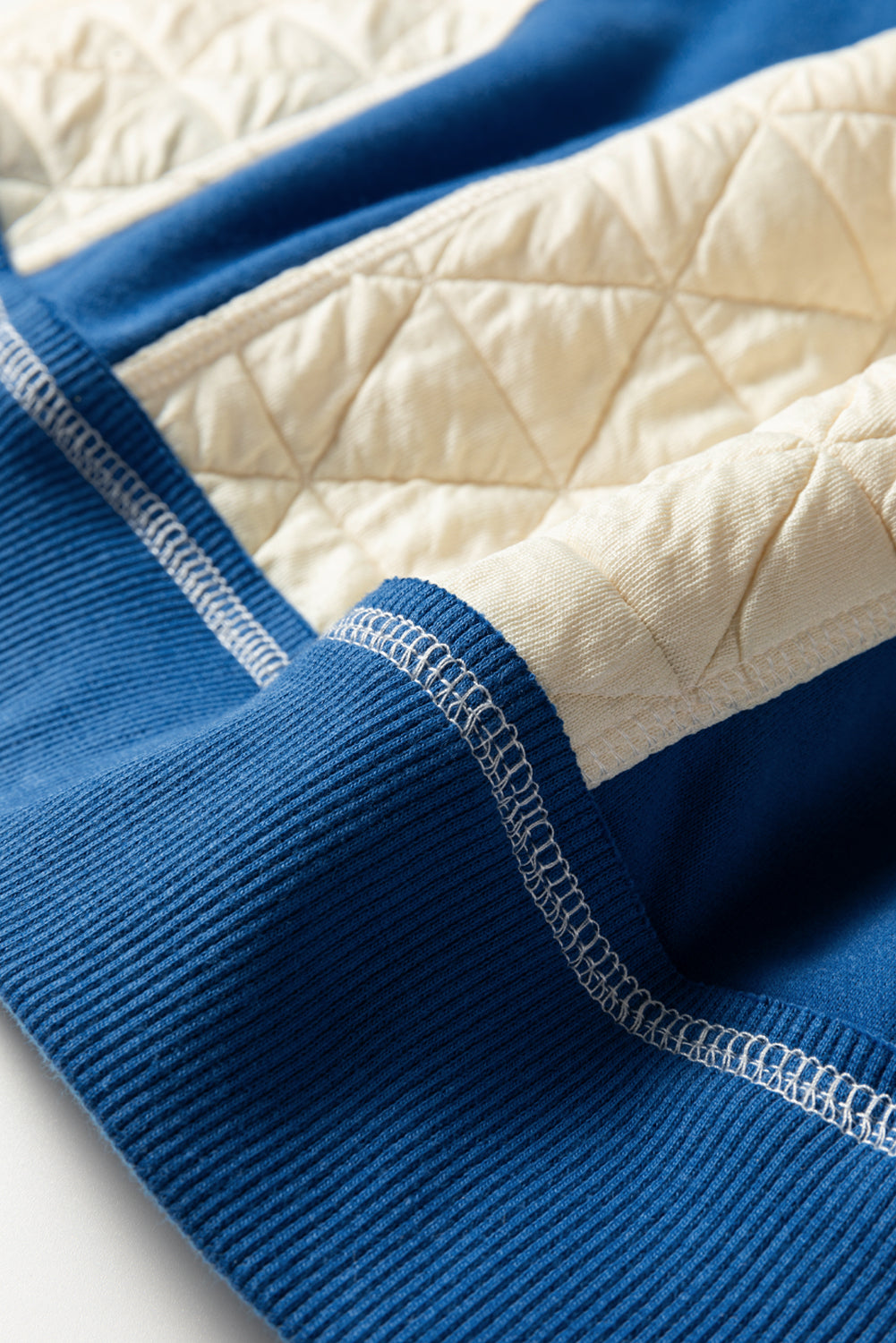 White Quilted Fleece Color Block Patchwork Oversize Hoodie