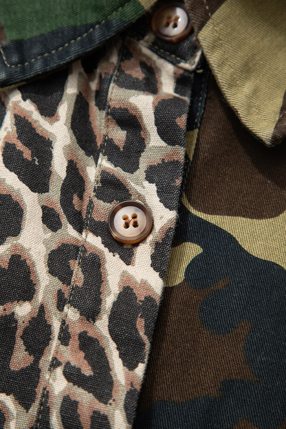 Brown Leopard Camo Patchwork Oversize Shacket