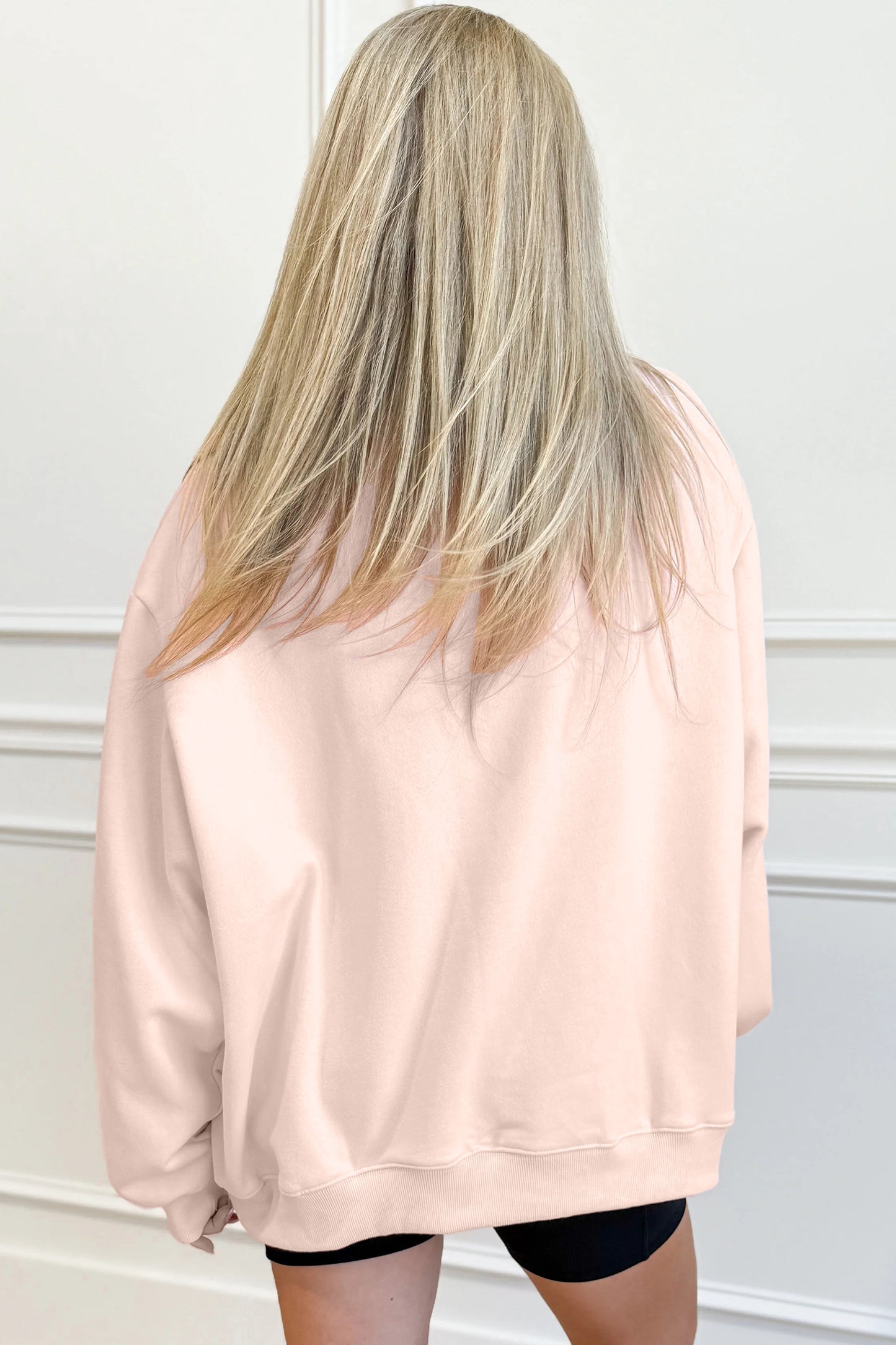 Apricot Pink Oversize Mock Neck Sweatshirt