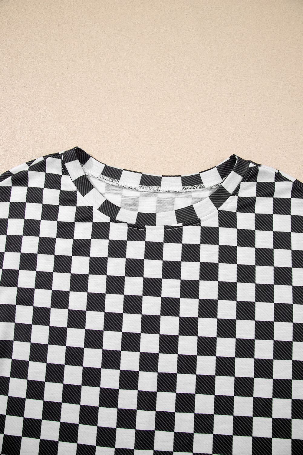 Black Checkerboard T Shirt and High Waist Skorts 2 Piece Outfit