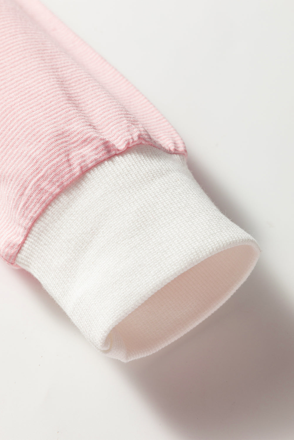 Pink Stripe Contrast Edge Patchwork Long Sleeve Top