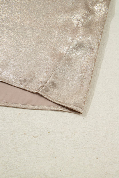 Apricot Plus Size Metallic Long Flounce Sleeve Blouse