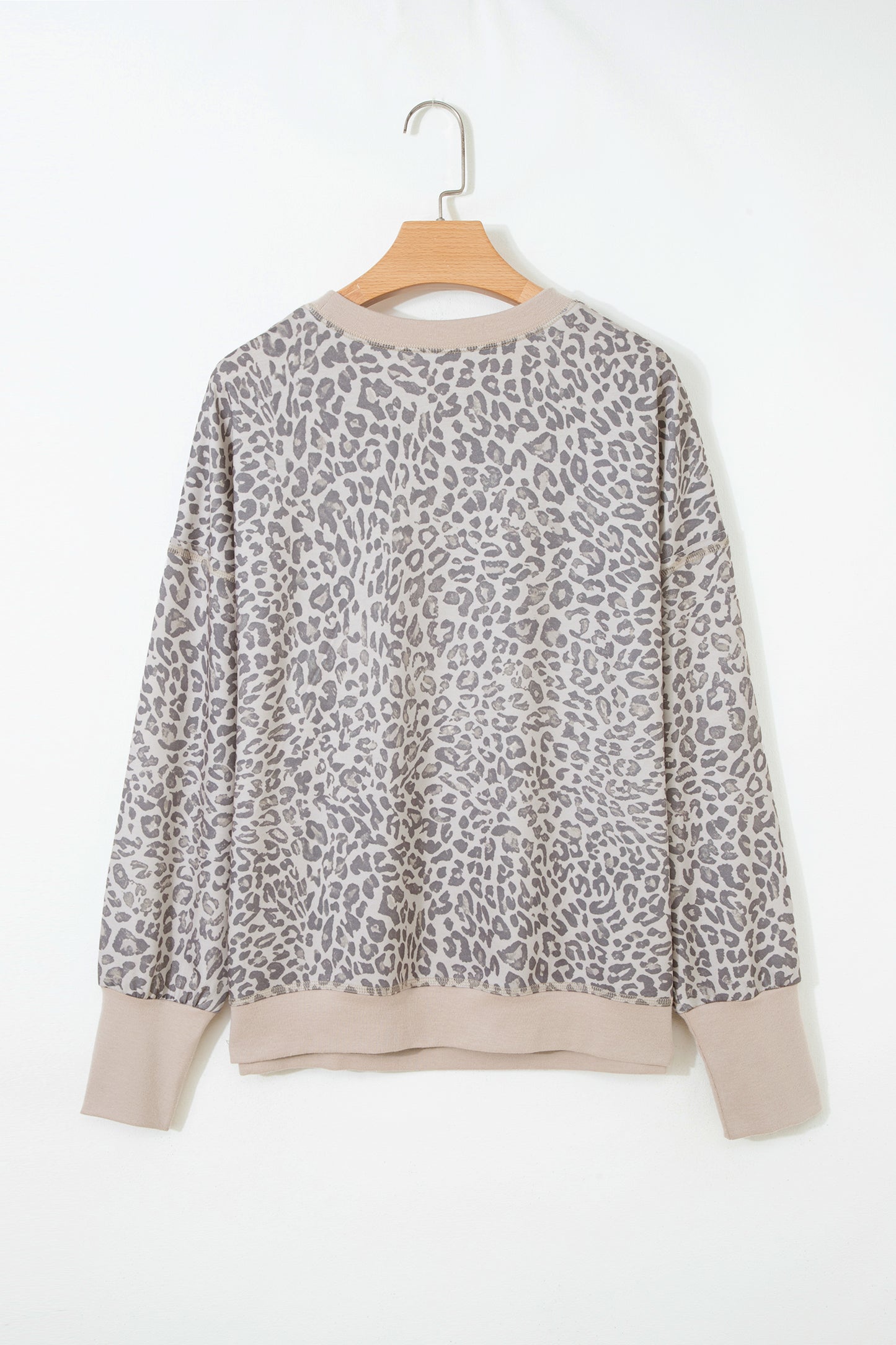 Brown Leopard Print Patchwork Crew Neck Sweatshirt