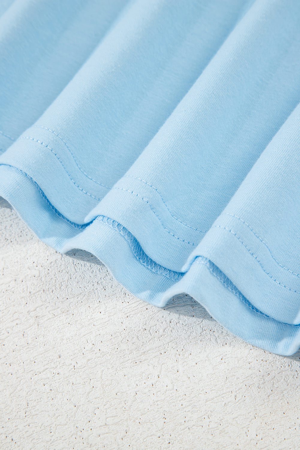 Light Blue Bright Casual Plain Crew Neck Tee