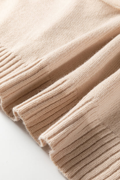 Dark Brown Ribbed Deep V Neckline Front Pocketed Loose Tunic Sweater Vest