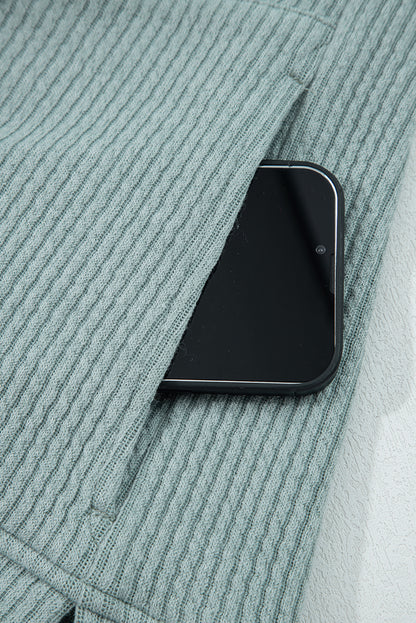 Clearly Aqua Ribbed Drop Shoulder Knit Hoodie