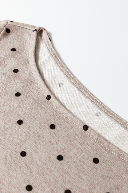 Jet Stream Polka Dot Boat Neck Knit Long Sleeve T Shirt