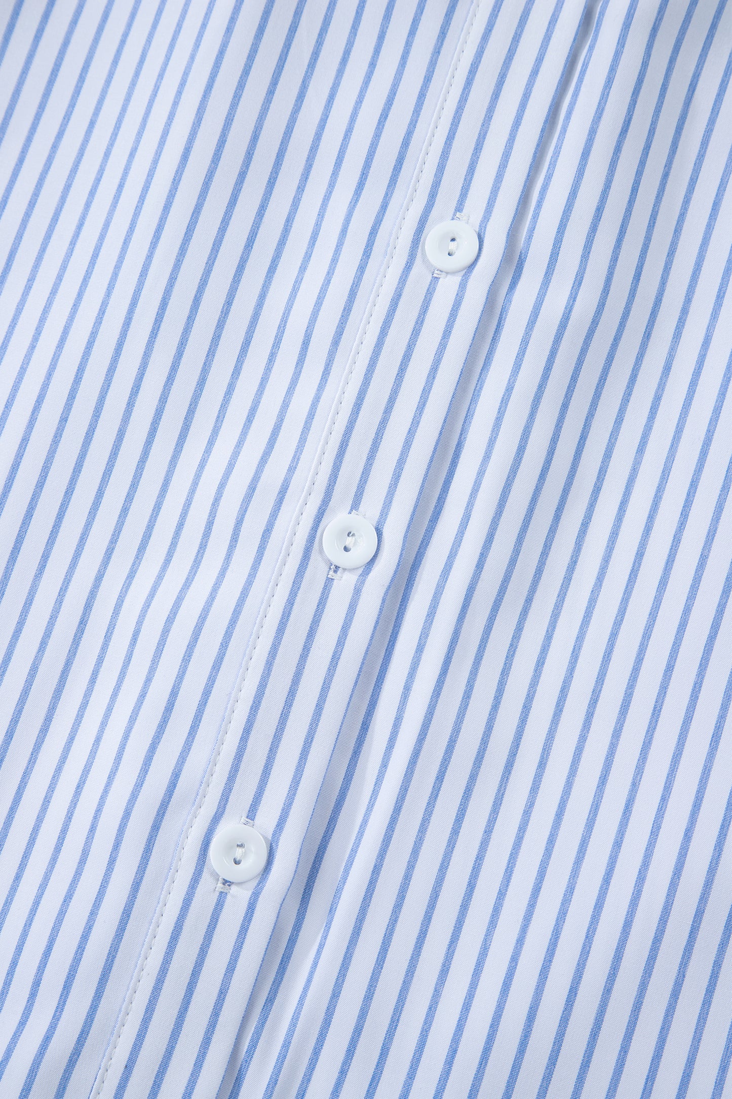 Sky Blue Stripe Floral Embroidered Billowy Sleeve Tunic Baggy Shirt