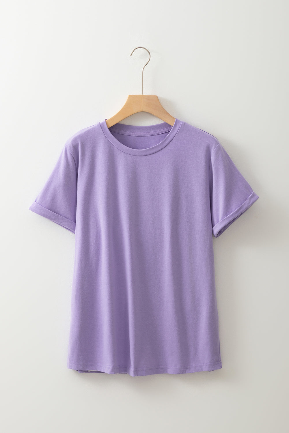 Wisteria Casual Plain Crew Neck Tee