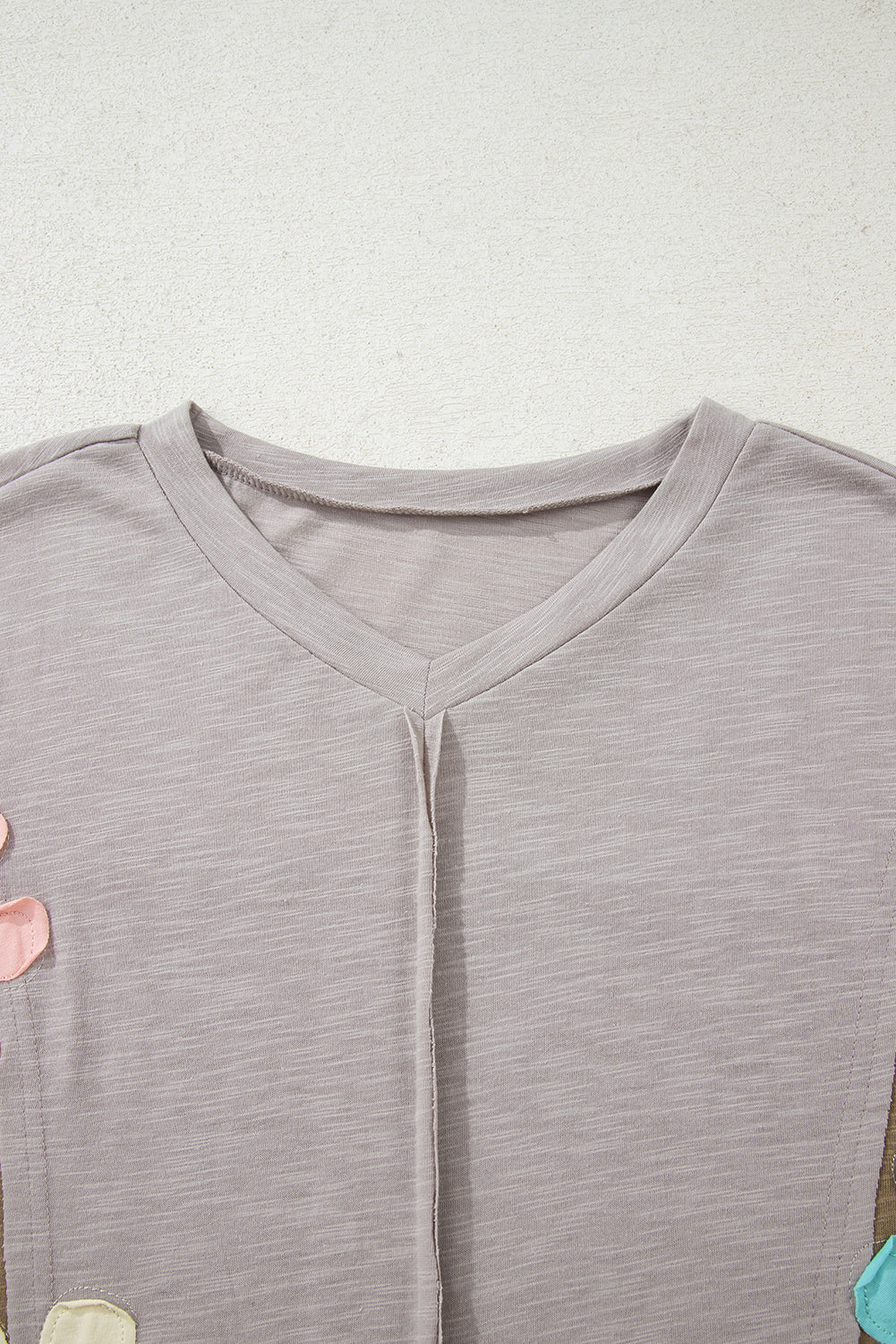 Green Flower Patched Exposed Seam Bracelet Sleeve Oversized T Shirt