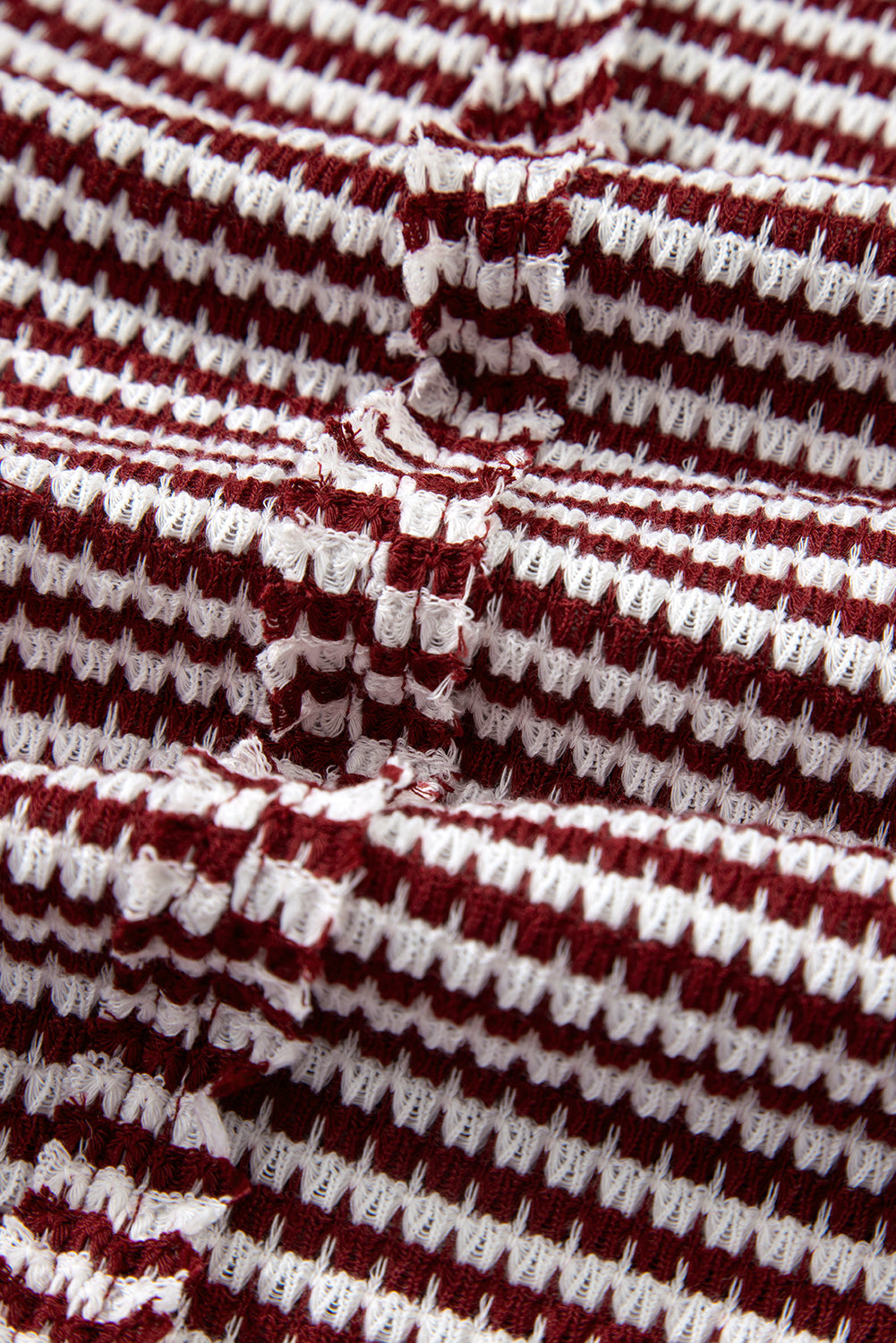 Red Stripe Ribbed Trim Drop Shoulder Long Sleeve Oversize Top