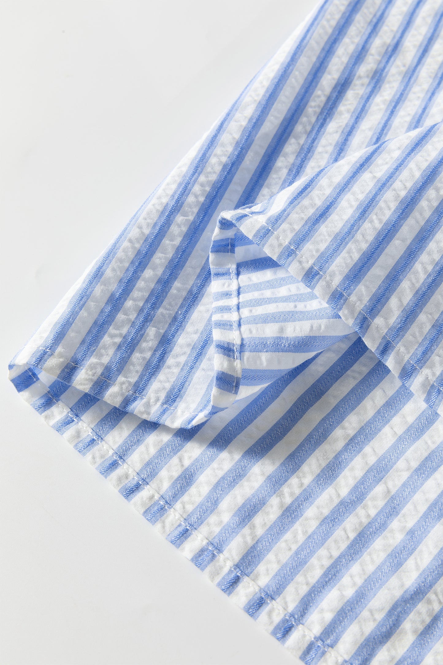 Brown Stripe Ricrac Trim Short Puff Sleeve Leopard Patchwork Collar V Neck Blouse