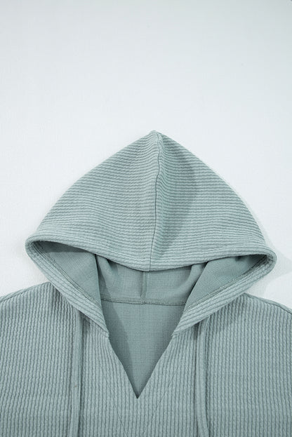 Clearly Aqua Ribbed Drop Shoulder Knit Hoodie