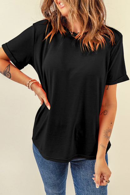 Wisteria Casual Plain Crew Neck Tee