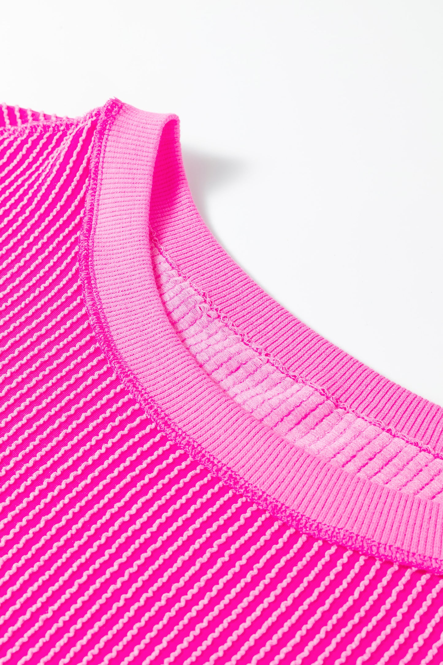 Rose Red Drop Shoulder Uneven Hem Plus Size Twisted Rib Top