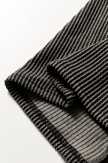 Carbon Grey Twisted Ribbed Dolman Long Sleeve Top