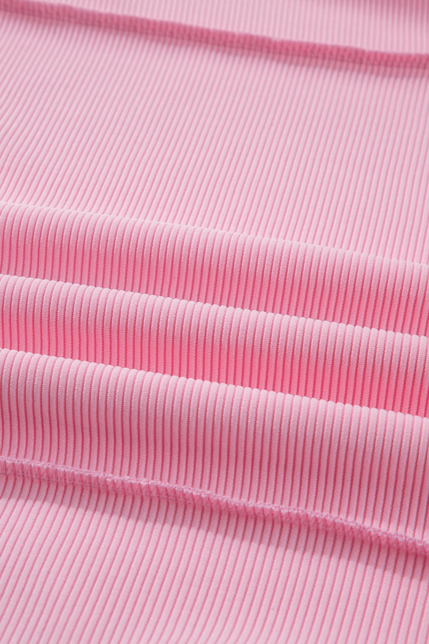 Pink Horizontal Ribbed Exposed Seam Detail Drop Shoulder Baggy Pullover