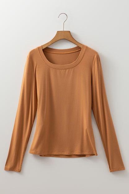 Laurel Green Solid Color Long Sleeve Fitted Top