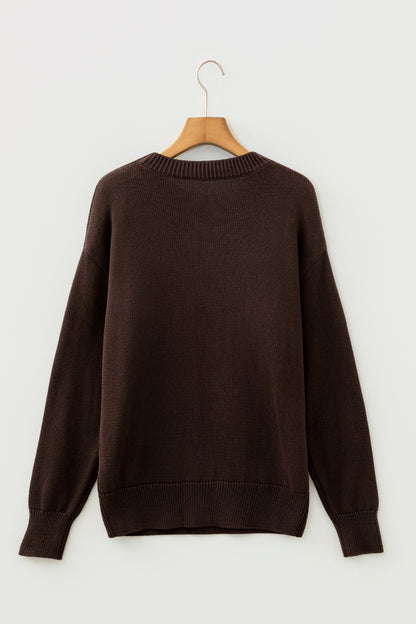 Chicory Coffee Howdy Embroidered Graphic Western Sweater