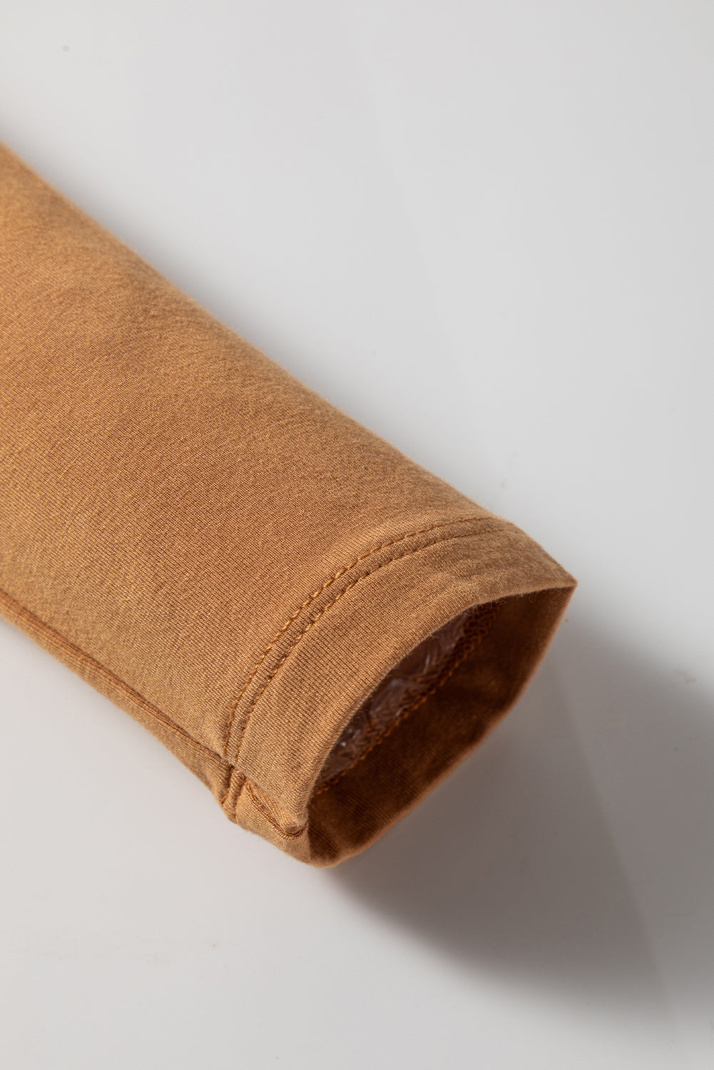 Chestnut Solid Color Long Sleeve Fitted Top