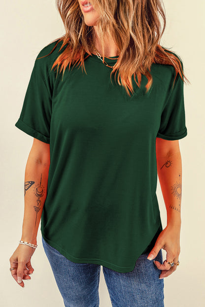 Wisteria Casual Plain Crew Neck Tee