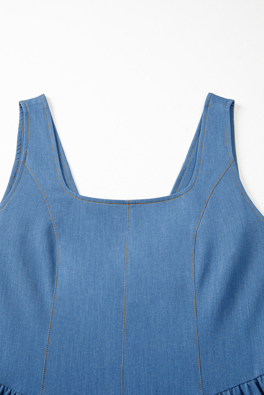 Myosotis Square Neck Pleated Waist V Cut Backless Tied Fit and Flare Dress