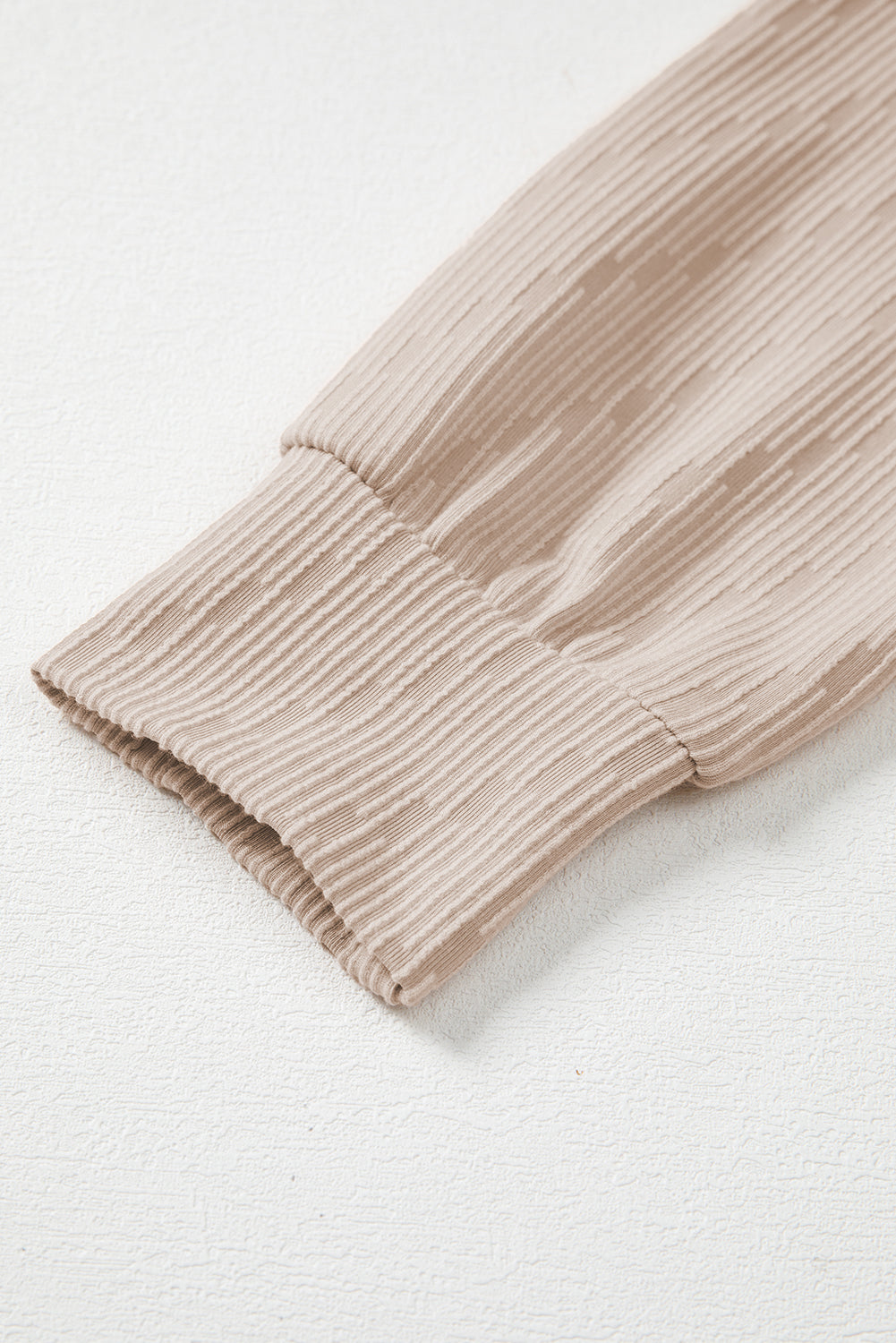 Straw Yellow Solid Color Textured Long Sleeve Top