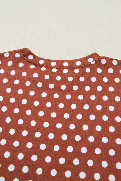 Brown Polka Dot Print Short Set