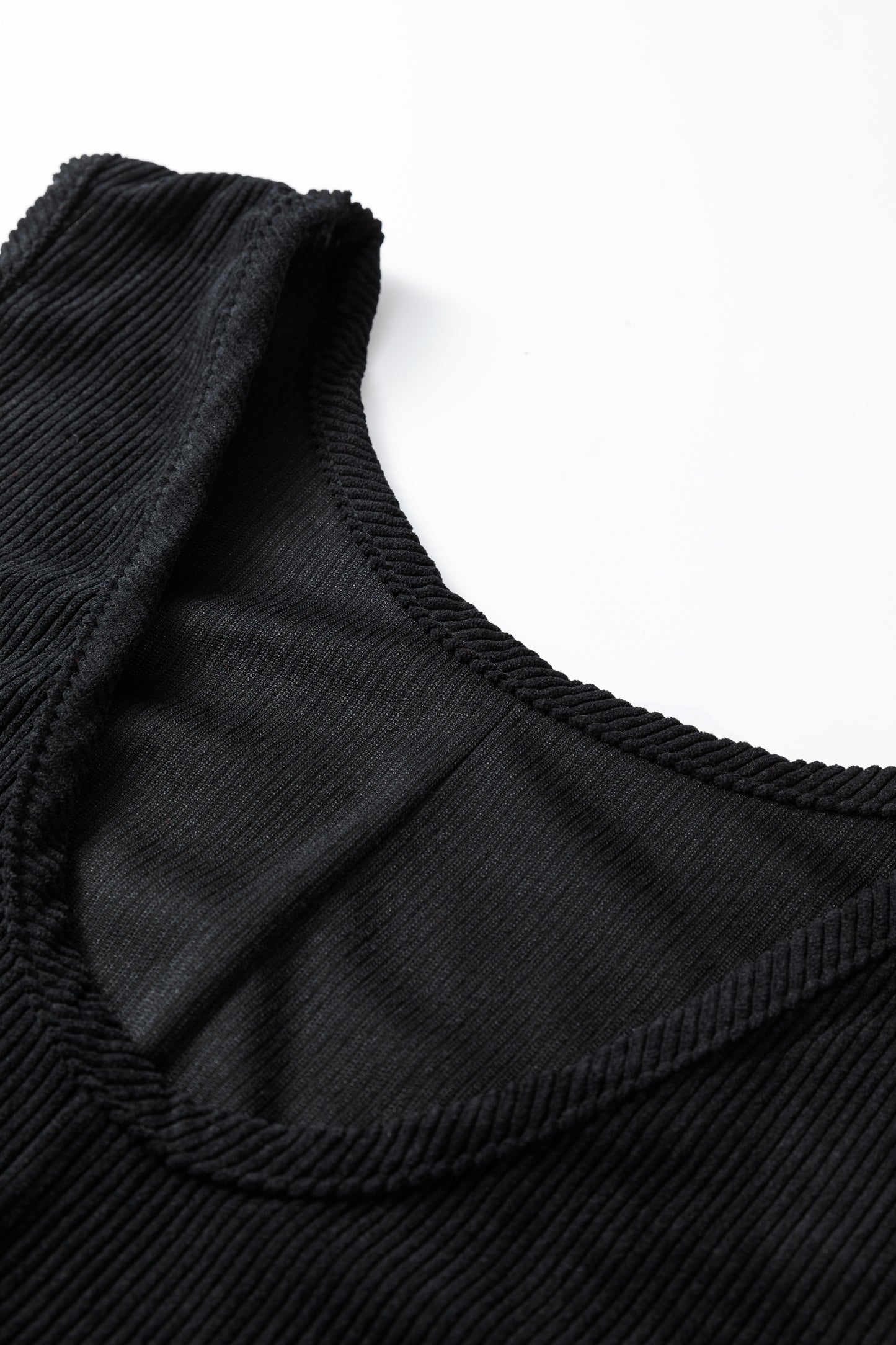 Black Plus Size Corduroy Patch Pocket Sleeveless Mini Dress