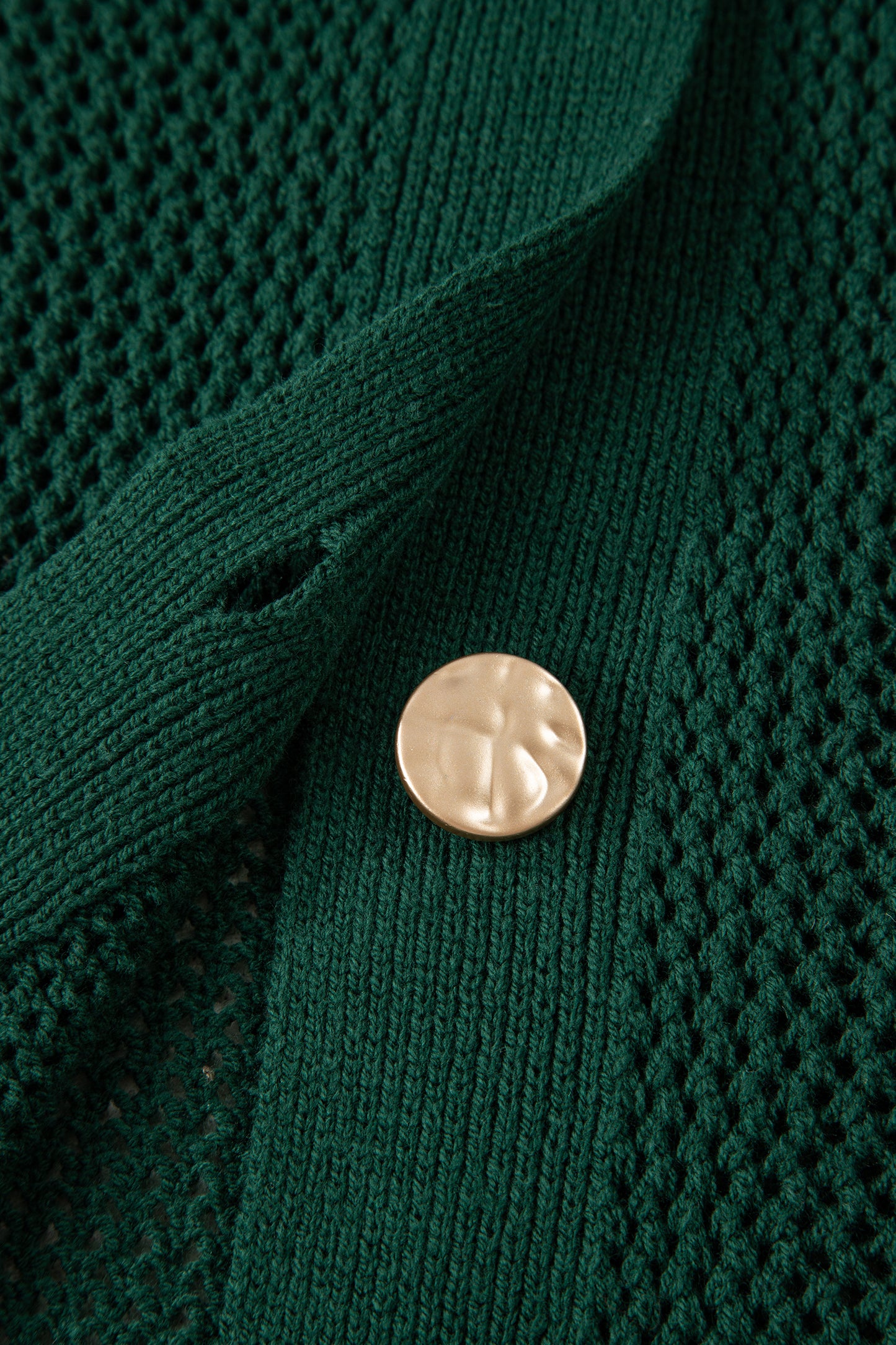 Blackish Green Plus Size Golden Accent Buttons Short Sweater Cardigan