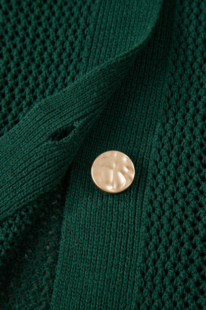 Blackish Green Plus Size Golden Accent Buttons Short Sweater Cardigan