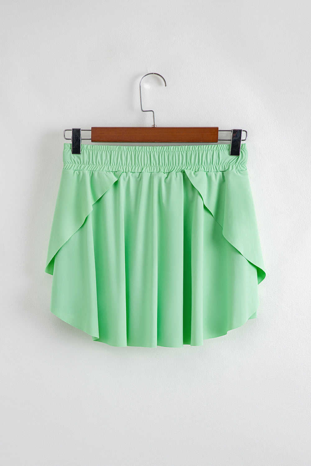 Light Green Drawstring Elastic Waistband Lined Tennis Skorts