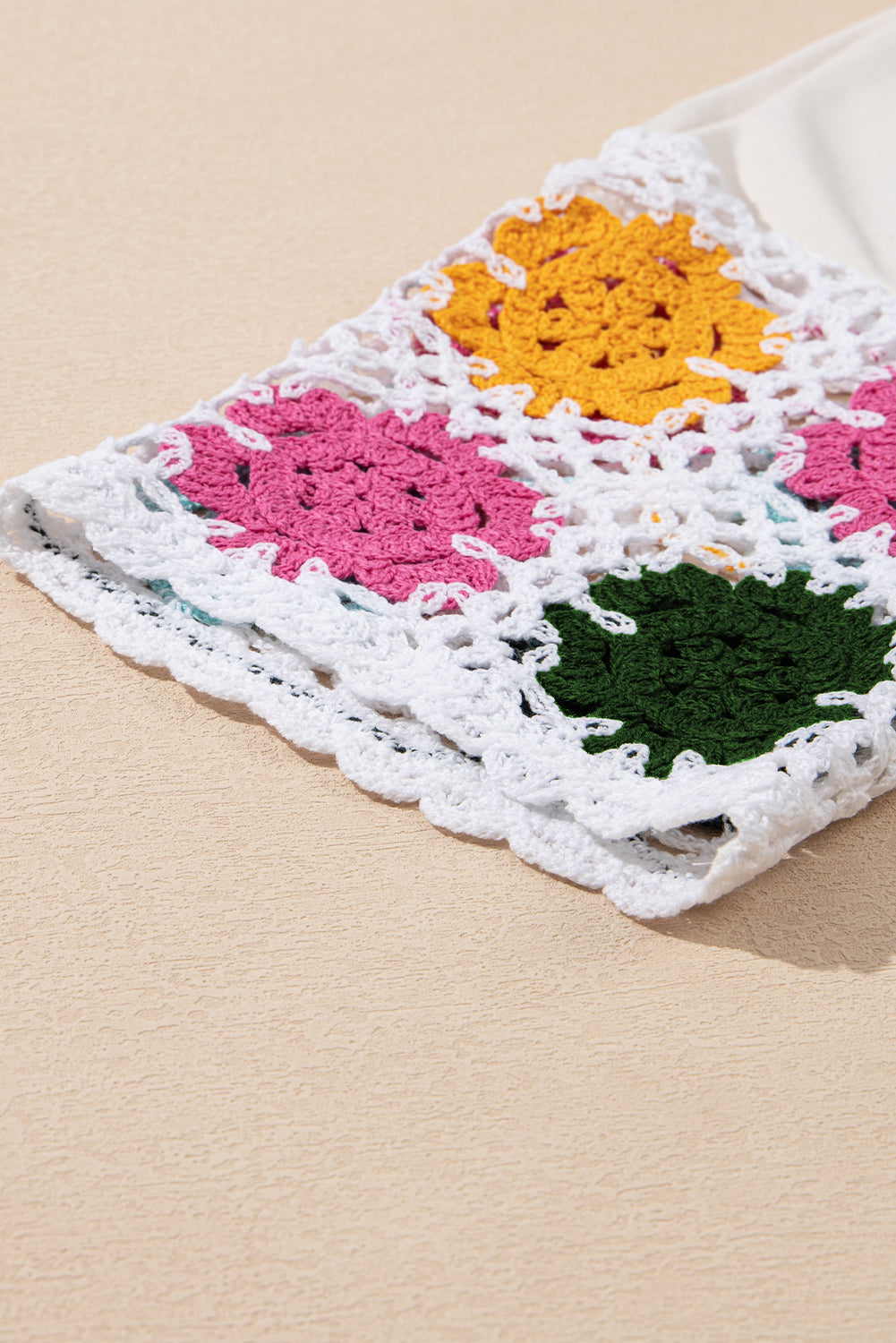 White Floral Crochet Splicing Sleeve T Shirt Dress