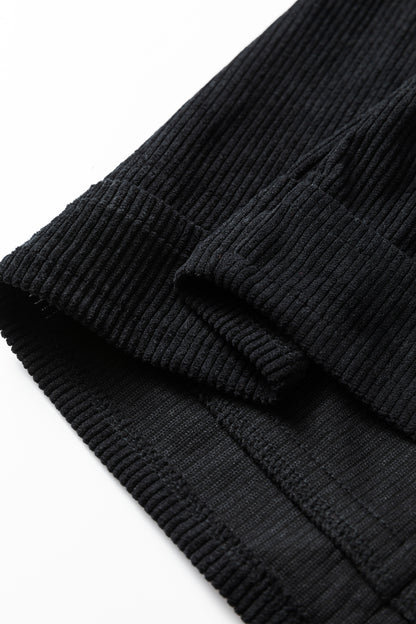 Black Plus Size Corduroy Patch Pocket Sleeveless Mini Dress