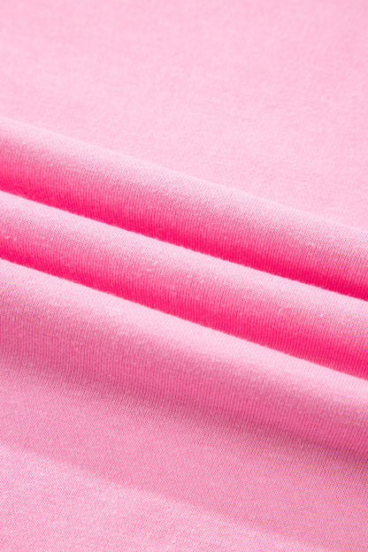 Pink Floral Bow Patched Exposed Seam Patchwork Slit Baggy Sweatshirt