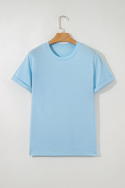 Wisteria Casual Plain Crew Neck Tee