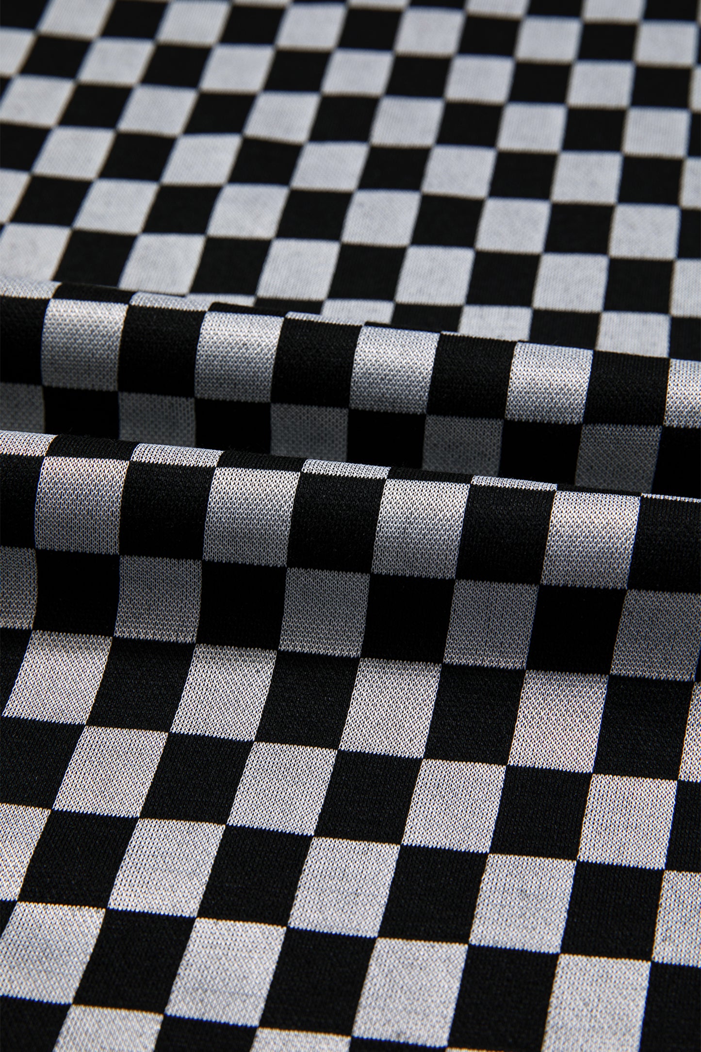 White Checkerboard Drawstring Waist Casual Pants