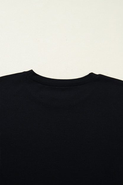 Red Sandalwood Floral Patchwork Short Sleeve T Shirt Loose Maxi Dress