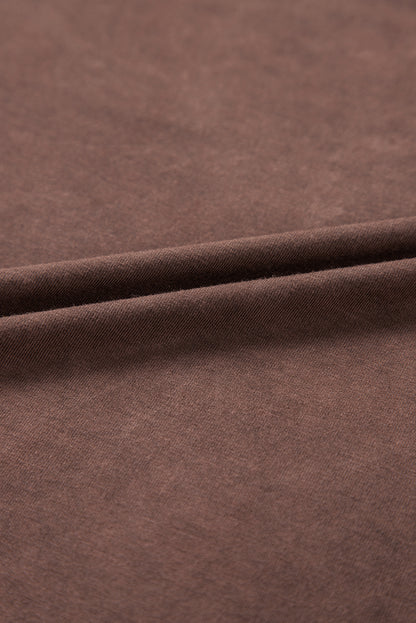 Chestnut Mineral Wash Criss Cross V Neck Casual T Shirt